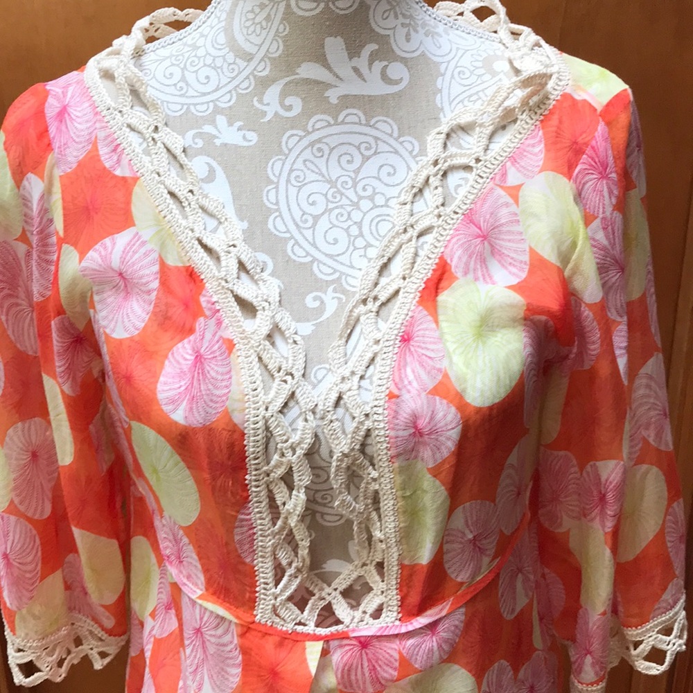 NWT! Diane Von Furstenberg crochet accent coverup. Sz M - Picture 3 of 3
